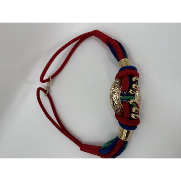 Leather Shop Multicolor Corded Rope Style Belt With Gold Medallion & Beads - Picture 4 of 9